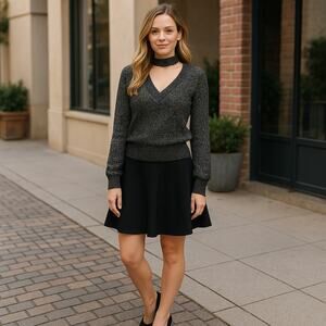 Endless Rose Sweater Choker Neck Sweater Top